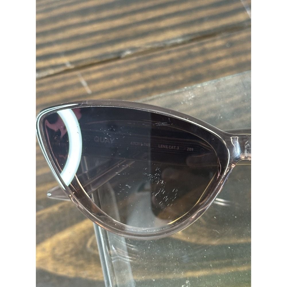 Quay Tempted Women's Brownish Gray Sunglasses Cat Eye Transparent 67-11 145 mm - Picture 8 of 9